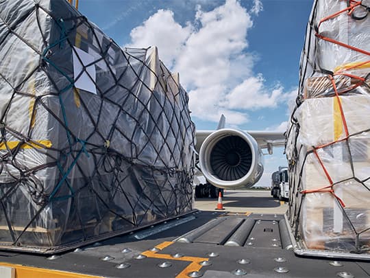 cargo ready to load onto airplane